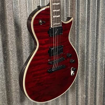 ESP LTD EC-1000 QM Quilt Top See Thru Black Cherry Fluence Guitar & Case #0202  Used image 5