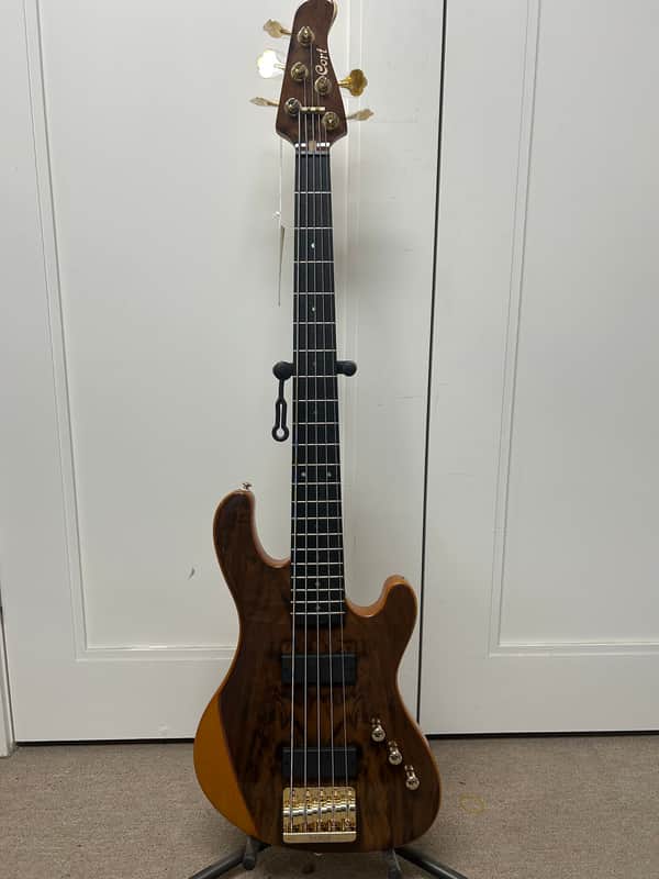 Cort Jeff Berlin Series Rithimic V NAT Walnut Burl Top 5-String Bass Guitar - Natural image 1