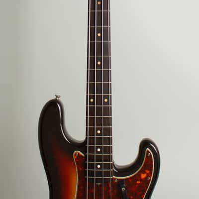 Fender  Precision Bass Solid Body Electric Bass Guitar (1962), ser. #83915, original brown tolex hard shell case. image 8