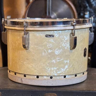 VINTAGE 1930's Leedy 9x13 Tacked Tom Drum in White Marine Pearl image 3