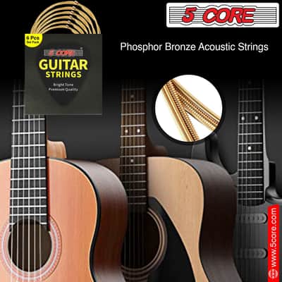 5Core Acoustic Guitar Strings 0.010-0.047 Steel Gauge Heavy Duty w Bright Tone For 6 String Guitars image 7