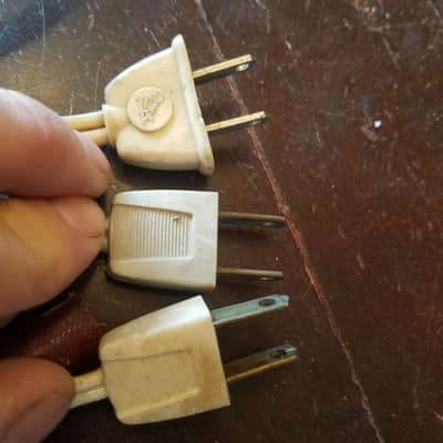 Pope one (1) 117V Power Cord Electric Cable cut Vintage non-polarized beige, grey 1940s-1960s image 1