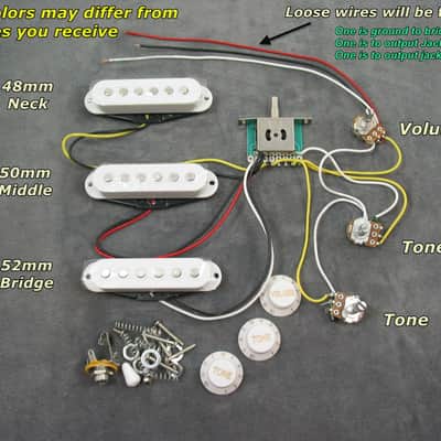 Guitar Single Coil Pre-Wired Pickup Set for Stratocaster, Squier Strat SSS White image 2