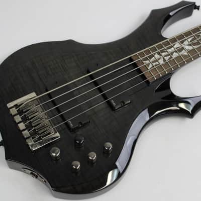 2006 ESP LTD F-405FM 5-String Bass, See Thru Black, Custom Tribal Inlays, Rare! image 1