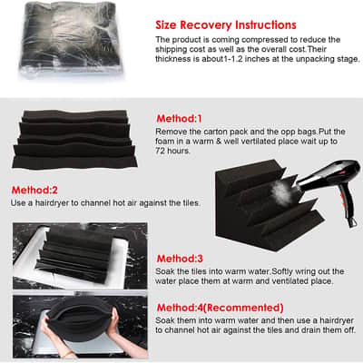 12" x 7" x 7" Bass Traps Acoustic Foam 8 Pack Acoustic Panels Bass Traps Corner Studio Foam image 3
