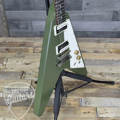 Pre-Owned Gibson Flying V Tribute - Satin Olive Drab with Hardshell Case image 9