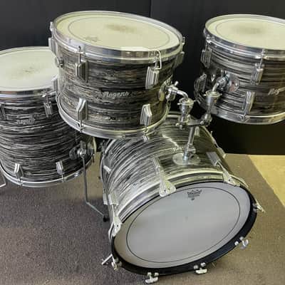 Vintage 1968 Rogers Londoner 4 Piece Drum Shell Pack - 12/13/16/20 - Black Strata Pearl image 1