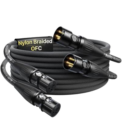 6.6ft 2 Pack XLR Cables, Gold Plated Connectors, All Length from 1.5ft to 300ft Kevlar-Reinforced Nylon Braided XLR Microphone Cable, OFC Shielded Mic Cable image 1