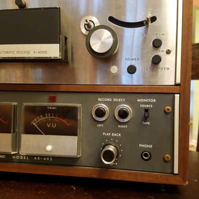 Teac A-4010S 4-head R2R Auto-Reverse 2-track 1/4" 7" reel to reel recorder tape deck player 1970s A4010S - stained wood and stainless steel image 10