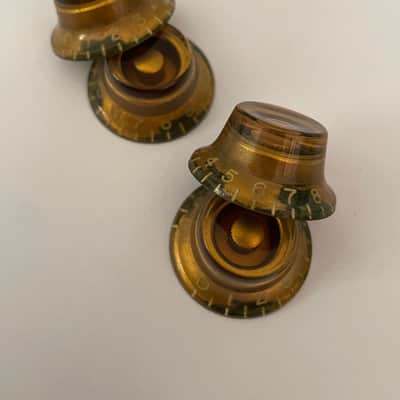 Set of 4 BURST 1959 style Hand Aged CAB Gibson Les Paul Top Hat Bell knobs gold, relic, aged, Historic Les Paul 59 Parts image 7