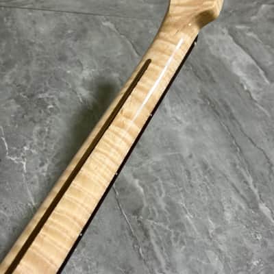 6string Stainless steel 22fret Rosewood Natural Flame Maple Electric Guitar Neck Gloss image 4