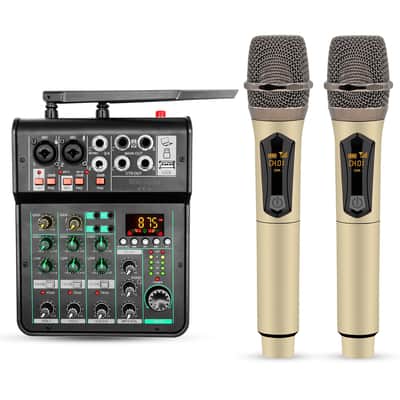 5Core Audio Mixer 4 Channel DJ Soundboard USB Interface Bluetooth Mixing Console w Repeat Delay +48V image 1