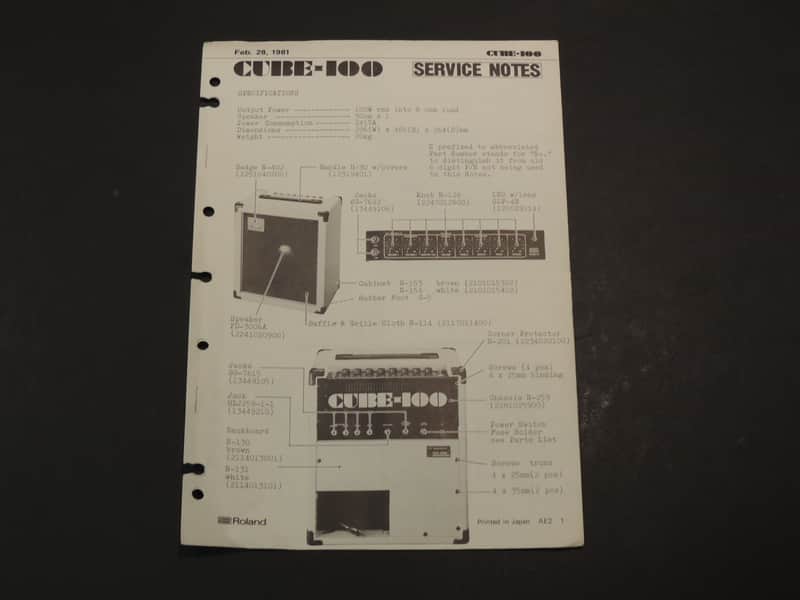 Roland Cube-100 Service Notes /Manual [Three Wave Music] image 1
