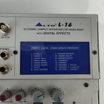 Alto Professional L-16 16-CHANNEL COMPACT INTEGRATED LIVE SOUND MIXER WITH DIGITAL EFFECTS 2005 - 2010? - Brushed Aluminum image 3