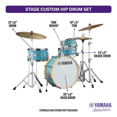 Yamaha Stage Custom Hip 4pc Drum Set Matte Surf Green image 2