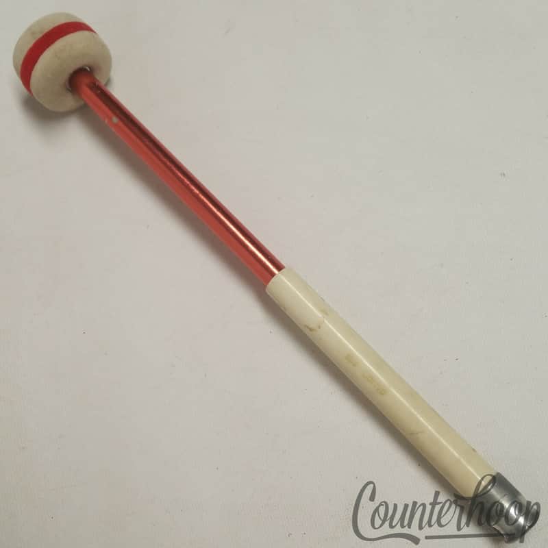 Camco #923 Bass Drum Mallet Red Aluminum Stick Felt Head USA Vintage60s Marching image 1