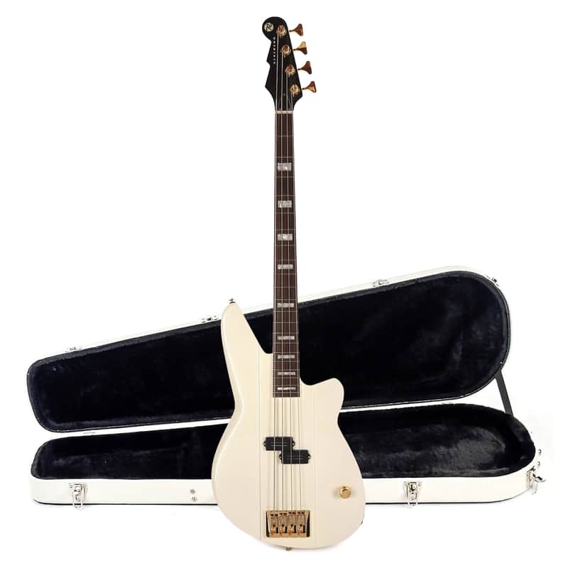 Reverend Meshell Ndegeocello Fellowship Bass Guitar Pearl White and Teardrop Two Tone Case Bundle image 1
