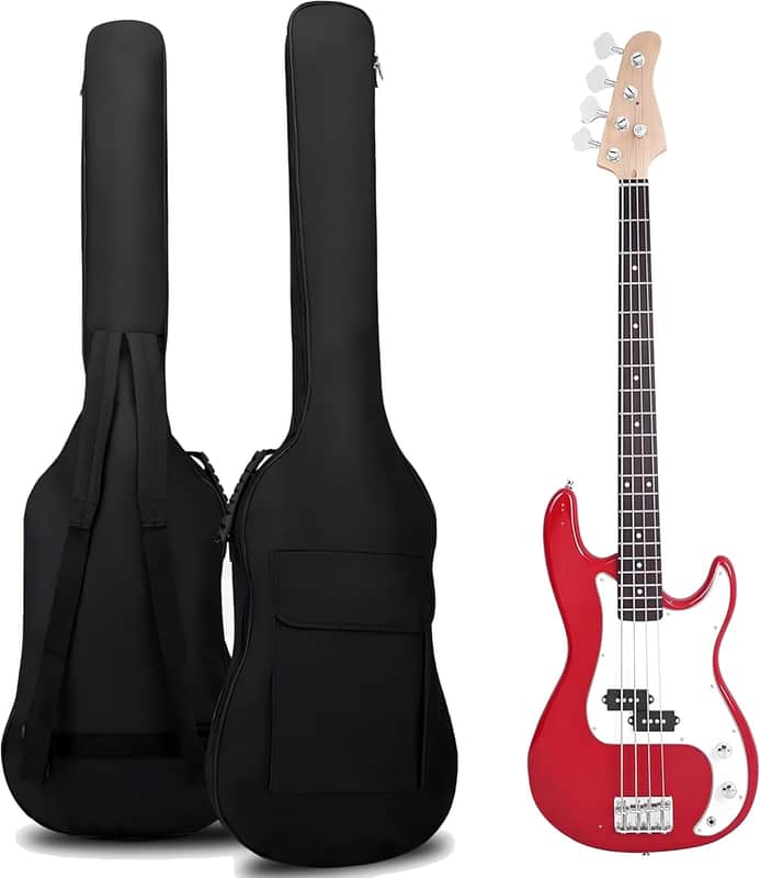 Bass Guitar Case - Bass Guitar Gig Bag 0.25 Inch Thick Padding Backpack Soft & Large Pocket & Back Hanger Loop Black (Bass Guitar Bag) image 1