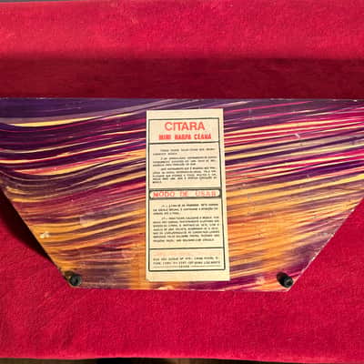 Artur Dantas & João Moreira Citara Mini Harpa | Vintage 15-String Lap Harp 1970s - Striped Maroon - With Sheet Music image 6