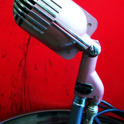Vintage RARE 1940's MEG M-15 model / Shure 708A Zeppelin crystal microphone Hi Z w cable and S-36 stand image 9