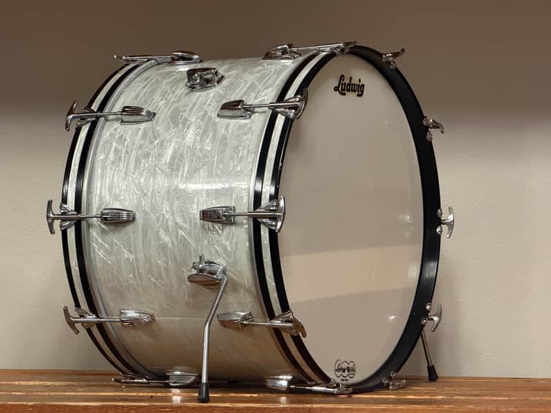 1960's Ludwig 22" White Marine Pearl 14x22 Virgin Bass Drum image 1