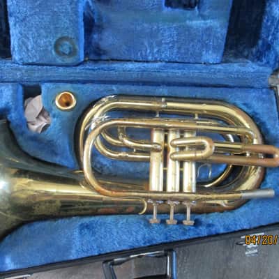 Bach 1106 brand Marching Baritone Horn with case and mouthpiece, Made in USA image 1