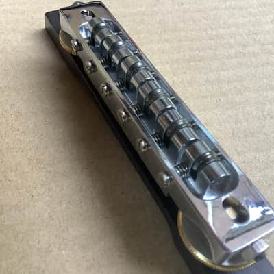 Unknown Vintage roller bridge with side screws and wooden base for guitar / archtop ? image 2