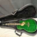 NEW LUNA Flora Moonflower Custom Folk Acoustic GUITAR Trans Mallard Green w/ Case - FISHMAN