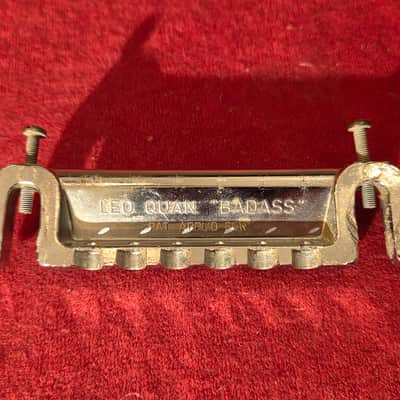 Vintage 1970s Leo Quan Badass Wraparound Guitar Bridge Chrome w/ Posts image 2