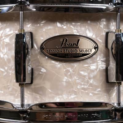 Pearl 5.5x14 Session Studio Select Nicotine White Marine Pearl Snare Drum image 11