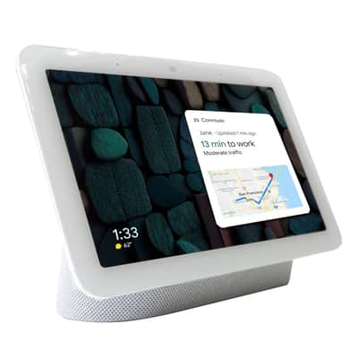 Google Nest Hub 2nd Gen - Smart Home Display with Google Assistant - Chalk + 2x Google Nest Video Battery Doorbell White image 2