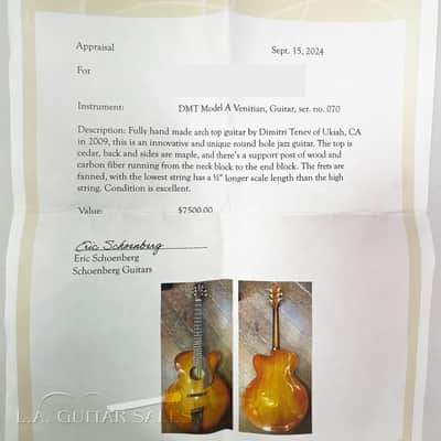 DMT Model A Archtop Handmade by Dimitri Tenev @ LA Guitar Sales image 10