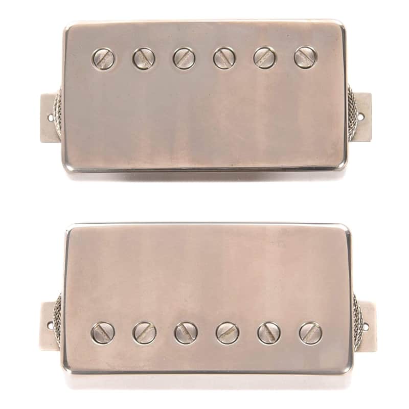 ThroBak PG-102 MXV Peter Green Style PAF Humbucker Pickup Set Aged Nickel image 1