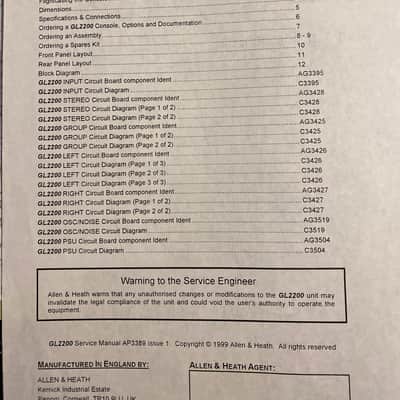 Allen & Heath GL2200 Service Manual image 2