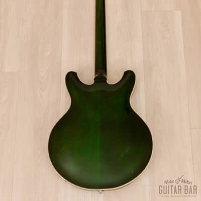 1968 Yamaha SA-70 Vintage Hollowbody Short Scale Bass Dark Green w/ Case image 3