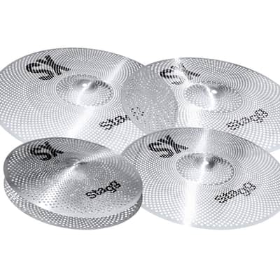 Stagg Silent Practice Cymbal Set l Includes 14 Inch Hi Hats, 16 Inch Crash, 18 Inch Crash, 20 Inch Ride & Cymbal Bag l Model SXM SET image 1