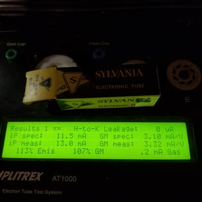 Sylvania 12BH7A tNOS AT1000 TESTED Vacuum Tube black plate 12BH7 dual triode 1950-1959 image 2