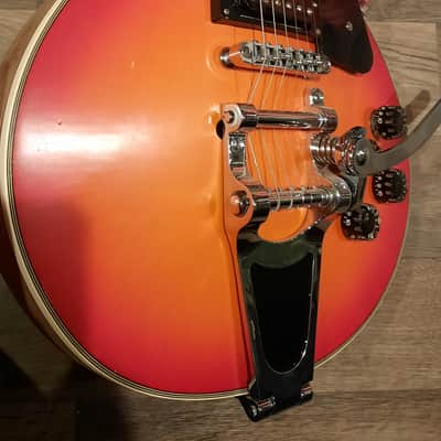 Harmony H-90 w/Bigsby-style Vibrato, Single Cut Late 70s Lawsuit Era Red Cherryburst image 3