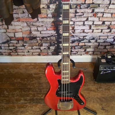 Vintage Harmony Bass Guitar, Model H75-MR,  1970s, Metallic Red image 2