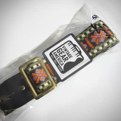 ACE Unbranded Hippie Guitar Strap Genuine Vintage Part Circa-1960s-Black with White, Green, Orange & Pink image 6
