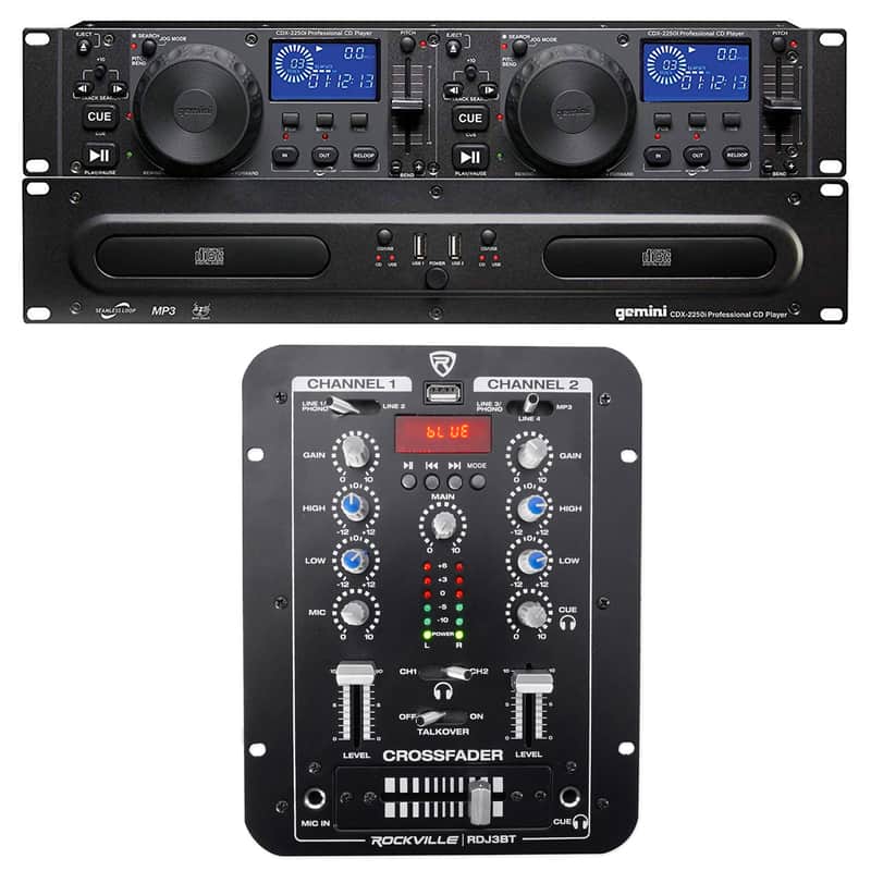 Gemini CDX-2250i Pro DJ Dual Two Deck Rack Mount CD/MP3 Media Player+2-Ch Mixer image 1
