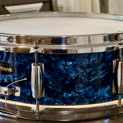 Crown 5x14 snare drum JAPAN 60s - blue marble pearl image 1