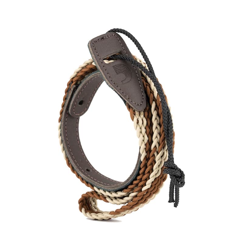 D'Addario 1" Braided Mandolin Strap; Tan/Cream image 1