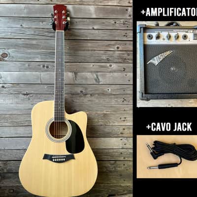 Kit Acoustic guitar chitarra acustica + jack cable + amplifier image 1