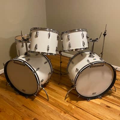 Ludwig 1970's 5 Piece Drum Kit  1970s - Pure White image 1