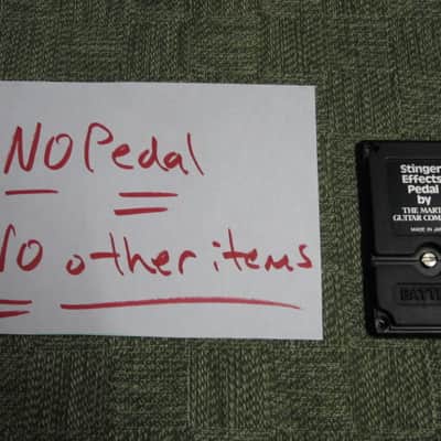 used Stinger Effects Pedal BOTTOM PLATE and BATTERY COVER & Screw (NO pedal included / NO other items included) late 1980s - Metal Plate with Black Finish, Black Rubber Padding, Black with Silver Graphic Bottom Label (made by the Martin Guitar Co) image 1