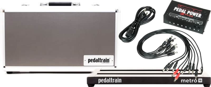 Pedaltrain Metro 16 3-RAIL 16" x 8" PEDALBOARD w/Hard Case and Voodoo Lab Pedal Power 2 Plus Power Supply image 1