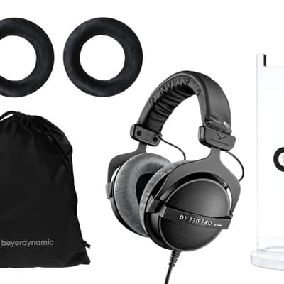 Beyerdynamic DT 770 Pro 80 Ohm Studio Headphone in Gray Bundled with Replacement EDT 770 VB Ear Pad Set Velour in Black and Headphone Stand (3 Products) image 1