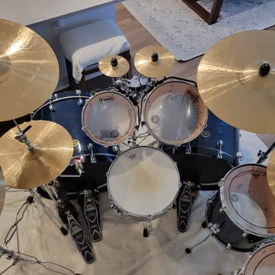 Tama 6pc Starclassic Maple Coral Reef Blue 18X22 (2), 8X10, 10X12,  16X16, 14" Pearl Free Floating Brass Snare 2004 - Coral Reef Blue image 2