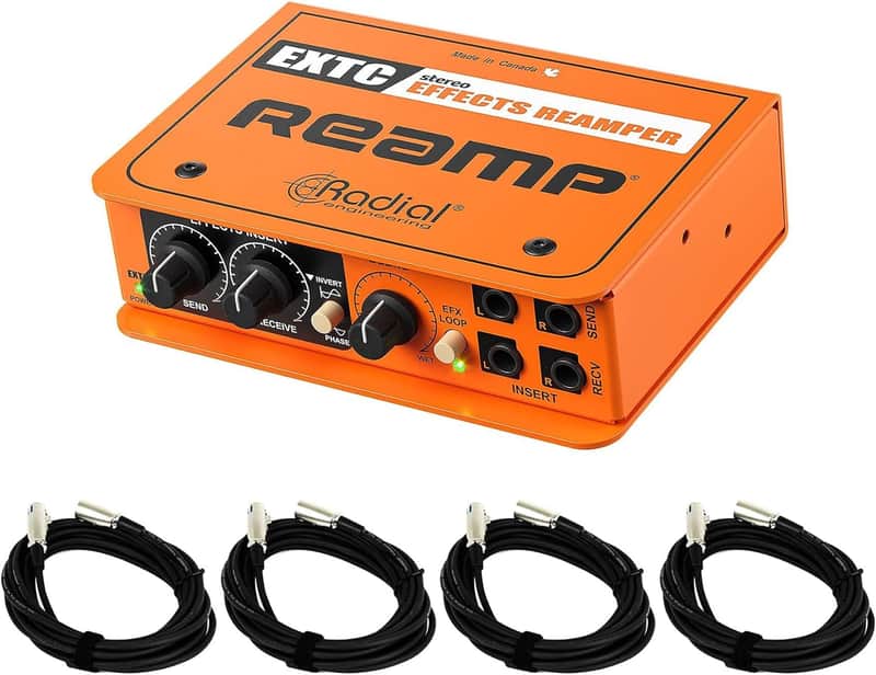 Radial EXTC Stereo 2-channel Active Re-amping Device with 4 XLR Cables image 1